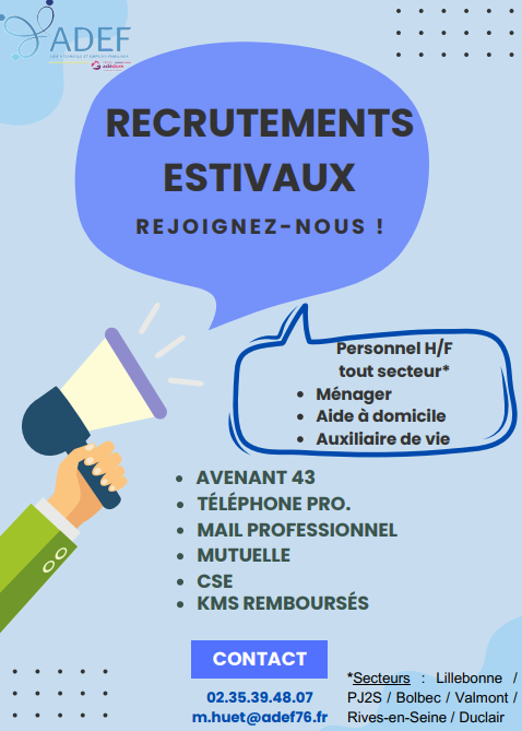 Recrutements été - ADEF