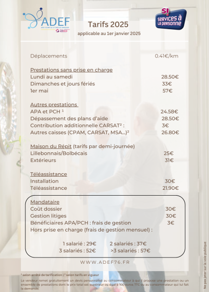 Tarifs 2025